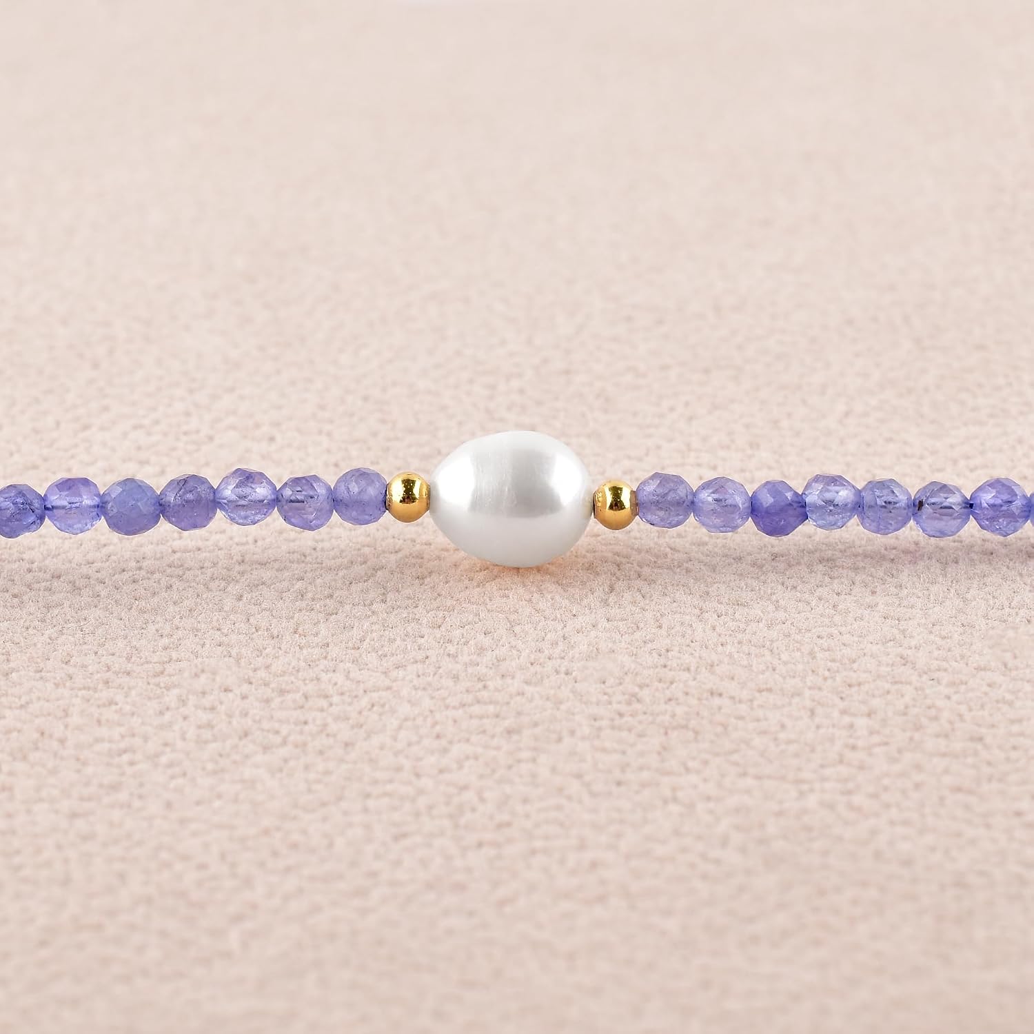 InfinityGemsArt Gemstone Gold Necklace For Women, Birthstone Natural Crystal Stone With Freshwater Pearl Beaded Jewelry, Gold Plated 18 Inch Chain
