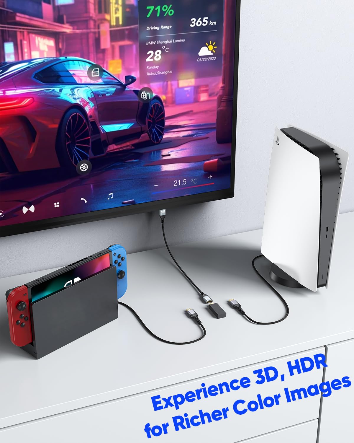 Cavo di prolunga HDMI 4K, 60 cm, cavo adattatore HDMI maschio a femmina, 4K a 60Hz, 2K, 1080P, ARC, HDR, 3D, compatibile con laptop, HDTV, monitor, Roku, Fire TV Stick, Xbox, PS5/PS4