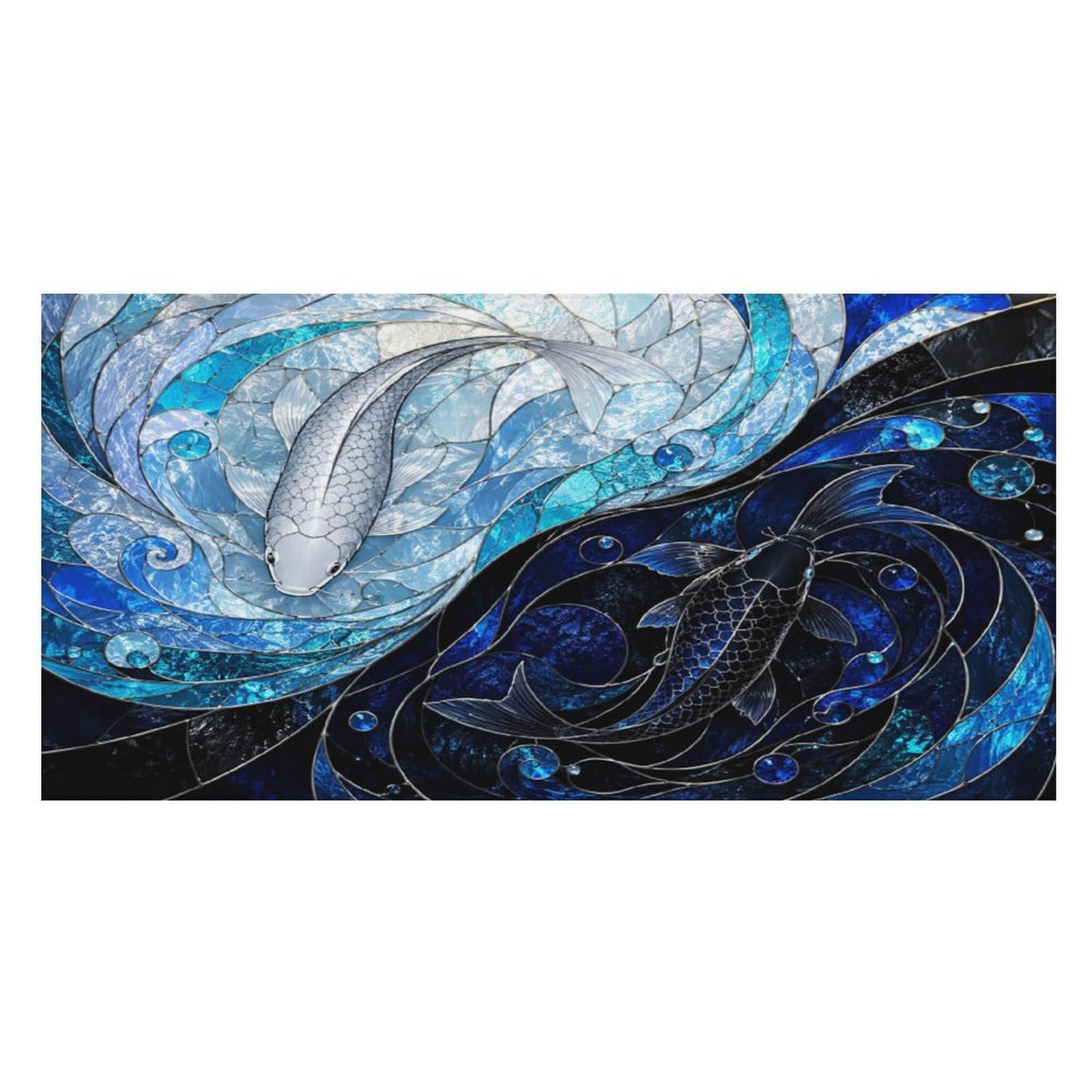 Anceky Stained Glass Yin Yang Koi Fish Oversized Beach Towel Quick Dry Sand Free Microfiber Travel Towel Lightweight Multi Purpose Beach Blanket Pool Gym Bath Towel 63x31 in