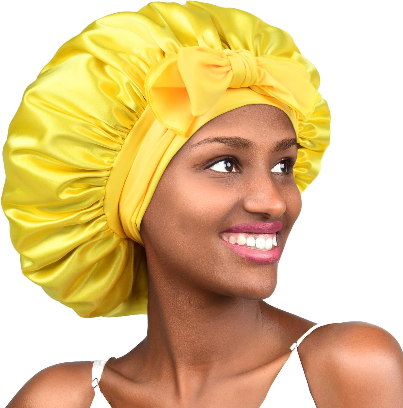 YANIBEST Silk Bonnet for Sleeping Women Satin Bonnet Double Layer Satin Lined Hair Bonnet with Tie Band Curly HairOEKO-TEX STANDARD 100