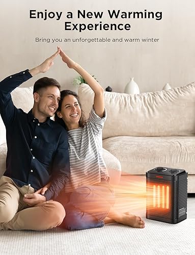 Miniatura 6 de Calentador de espacio de 1500 W para uso en interiores, calentador de cerámica PTC con termostato, calentador de espacio pequeño 3 modos, calentador