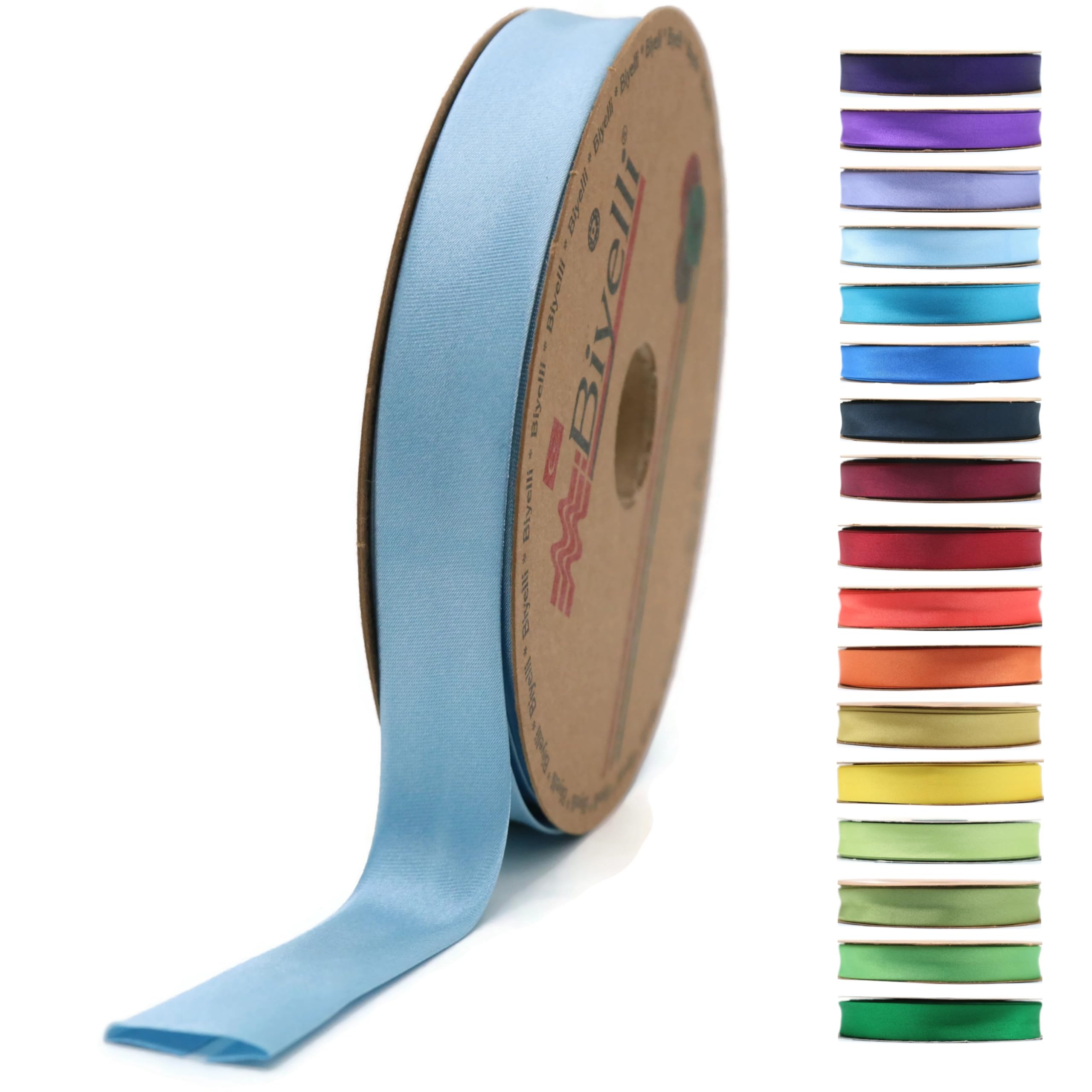 Fold Satin Bias Tape - 99+ Colors - 3/4 Inches Wide - 27 Yards - Fold Satin Binding Bias Ribbon Fabric Piping Bias Binding Tape for Sewing Clothing DIY BYS69