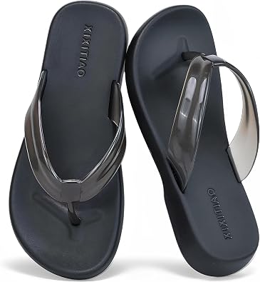 XIXITIAO Jelly Sandals Jelly Flip Flops for Women Comfortable Summer Beach Walking Basic Thong Sandals Slip On Indoor Outdoor Shower Shoes