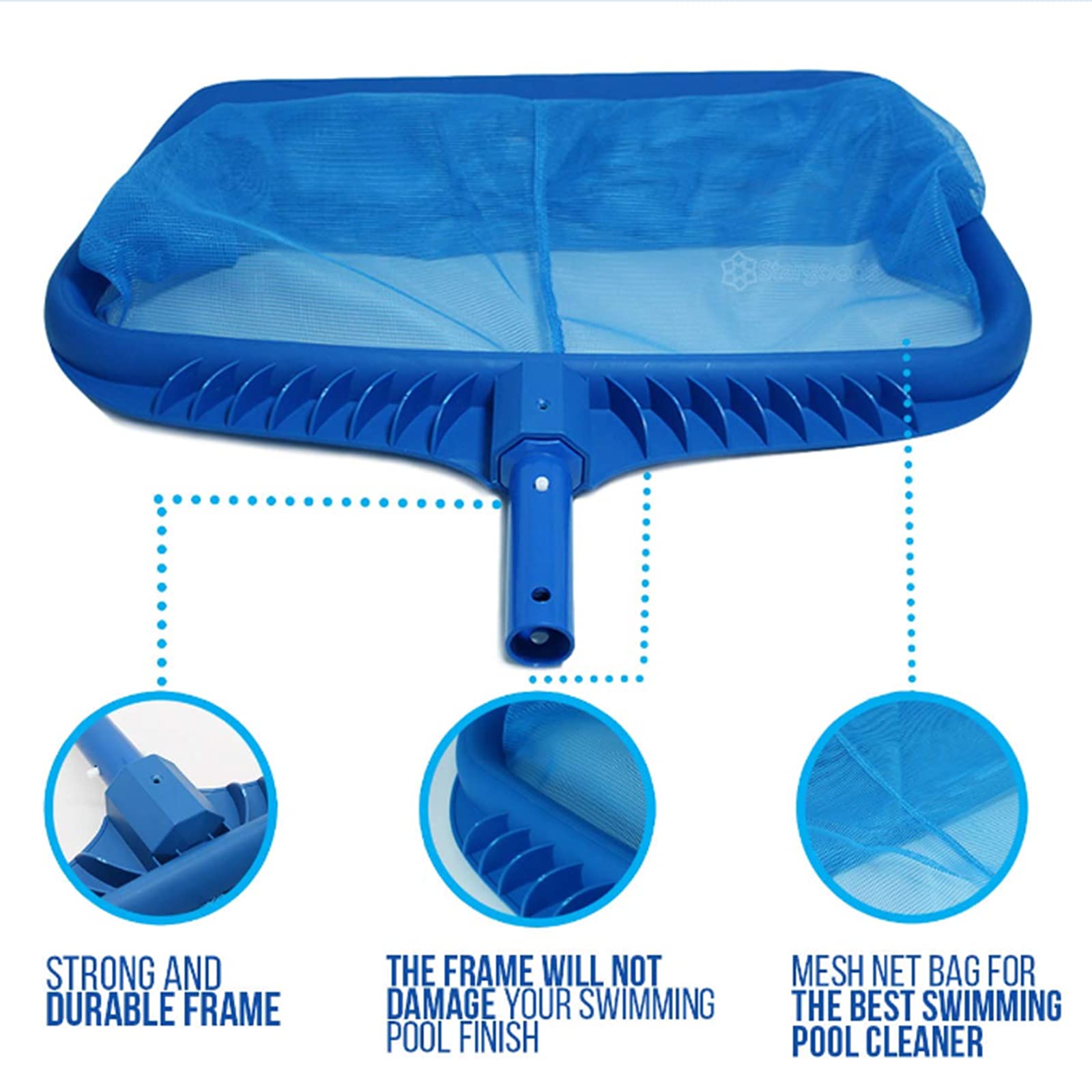 Épuisette à feuilles pour piscine – Râteau durable avec sac profond pour enlever efficacement les déchets et accessoires de nettoyage