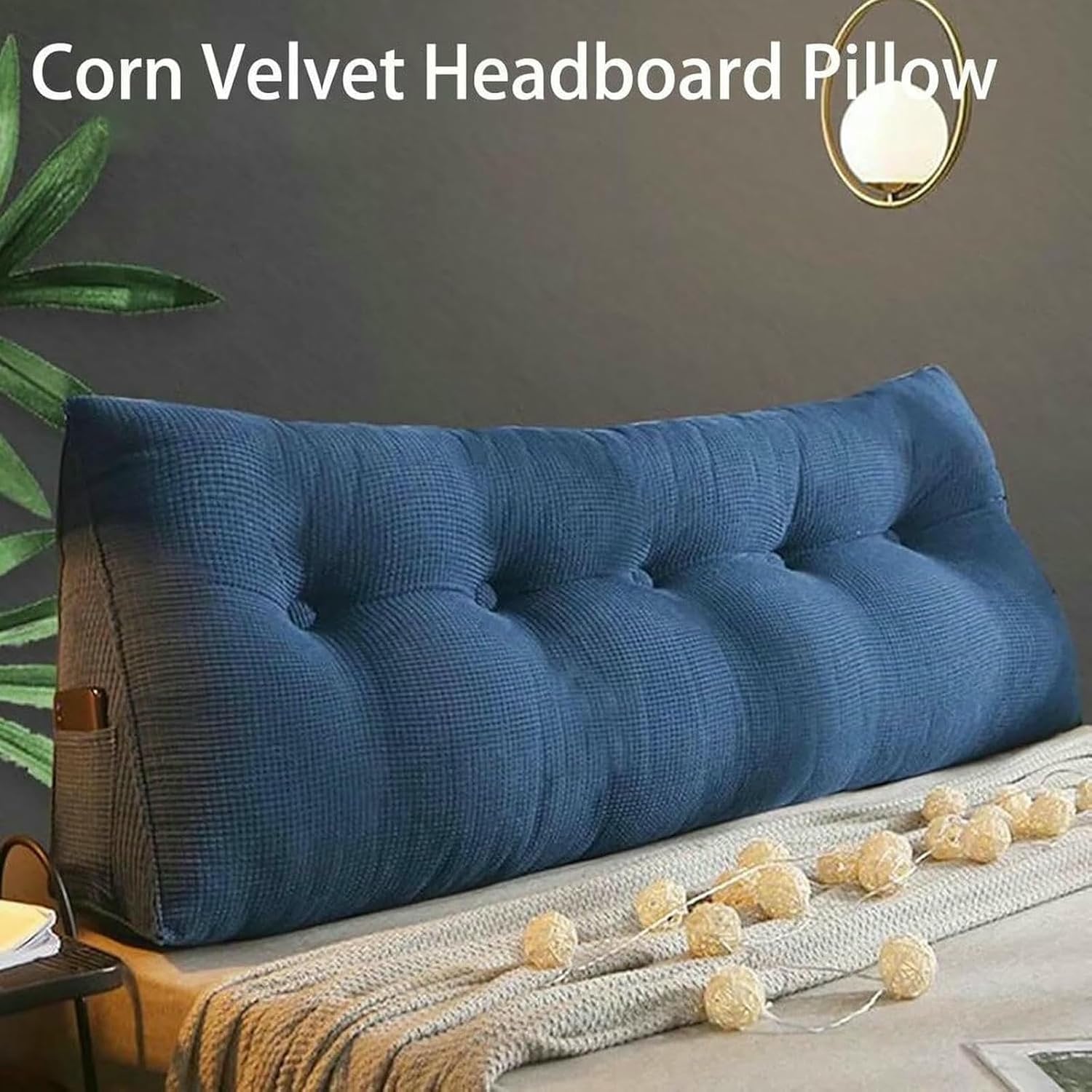 Twin Wedge Pillow for Headboard & Daybed, Comfortable Linen Reading Cushion with Back Support, Dorm Room Organizer with Removable Cover