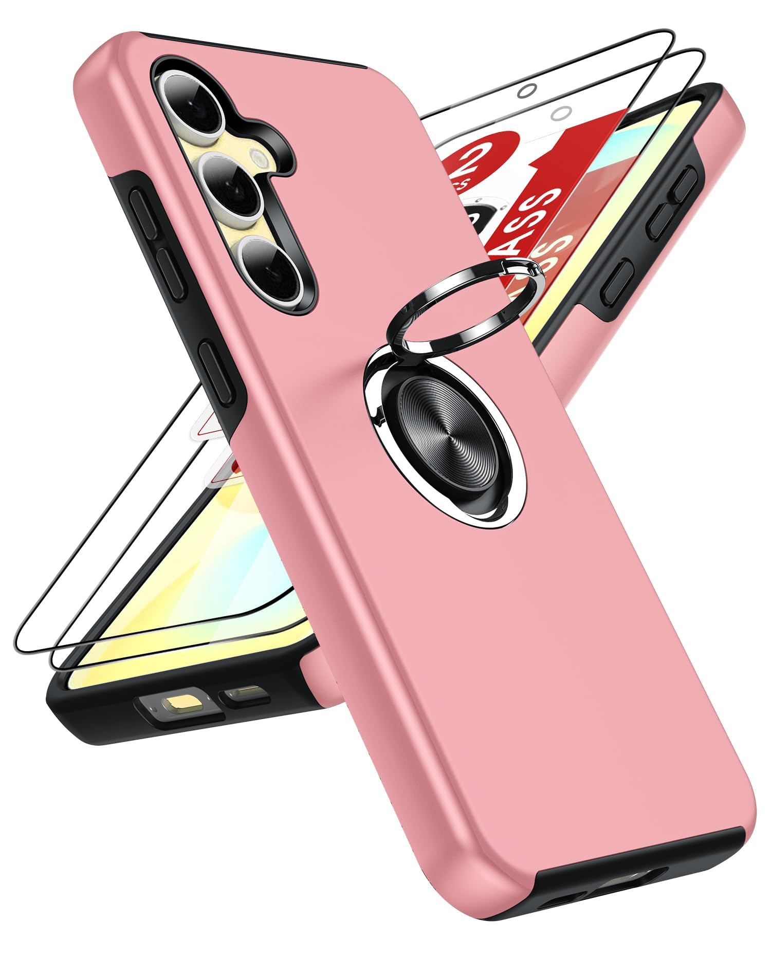 LeYi Hülle für Samsung Galaxy A 5G mit 2 Panzerglas Schutzfolien, Hybrid Schutzhülle Militär Standard Stoßfest Case Handy Hüllen Cover mit 360° Grad Ring Ständer für Samsung