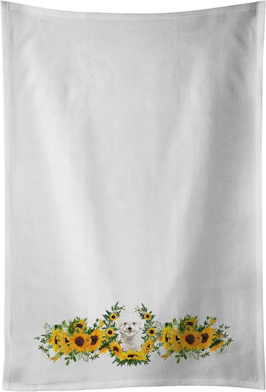 Caroline's Treasures CK2986WTKT Bichon Frise in Sunflowers White Kitchen Towel Set of 2 Dish Towels Decorative Bathroom Hand Towel for Hand, Face, Hair, Yoga, Tea, Dishcloth, 19 X 25, White