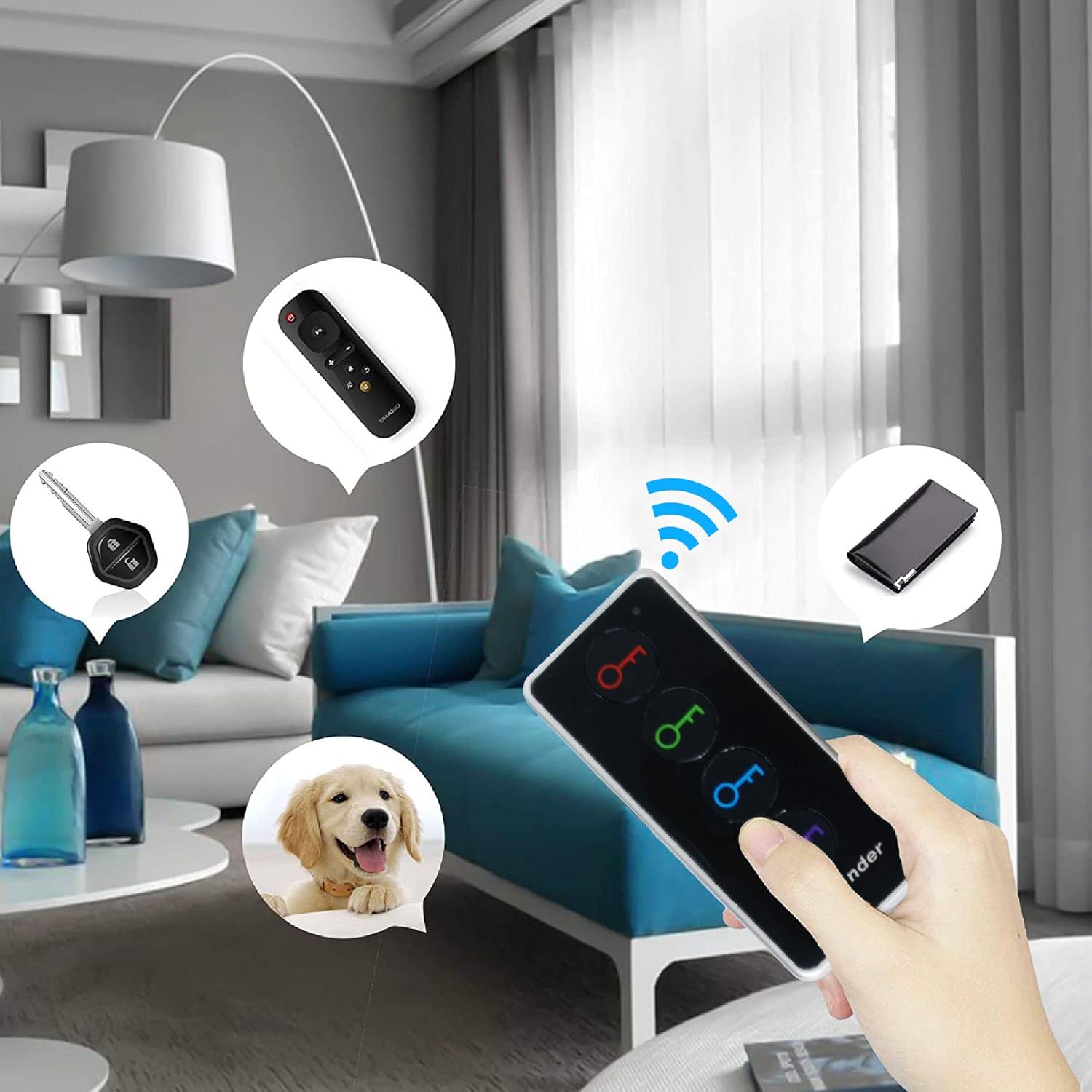 Key Finder with 100dB Loud Sound & 4 Receivers - Remote Finder Locator for Keys, Wallet, TV Remote, Pets, 131ft Range, No Phone or App Needed, Waterproof Anti-Loss Tracking Device - Image 6
