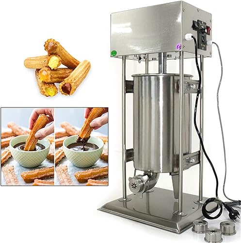 Miniatura 3 de Máquina eléctrica de churro para donas de frutas latinas, capacidad de 15 L, máquina de llenado de churrera de acero inoxidable con 4 boquillas, uso