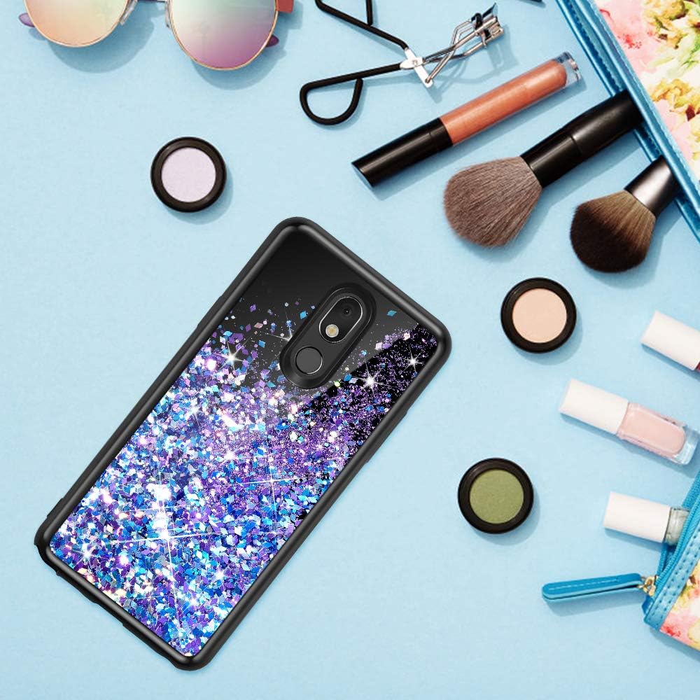Caka LG Stylo 5 Case, LG Stylo 5 Glitter Case for Women Girls Girly Liquid Bling Shinning Luxury Fashion Flowing Liquid Floating Sparkle Soft TPU Black Case for LG Stylo 5 (Blue Purple)