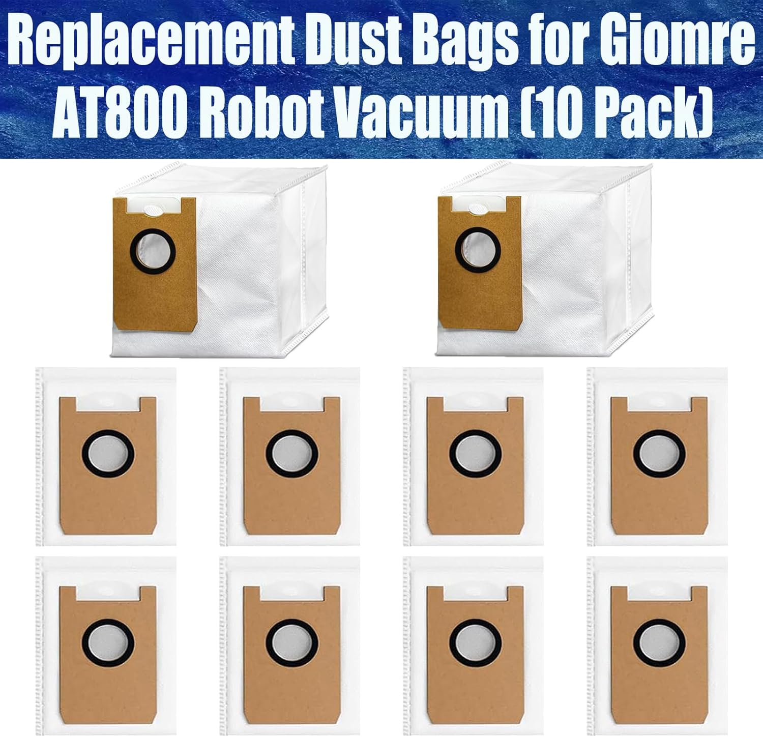 Replacement Disposable 2.5in Dust Bag Only Compatible with Giomre AT800 3-in-1 Robot Vacuum bags (10 Pack)
