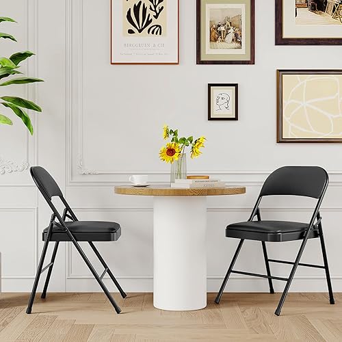 Miniatura 4 de GarveeHome Paquete de 2 sillas plegables con cojines acolchados, silla plegable acolchada con capacidad para hasta 350 libras, silla plegable