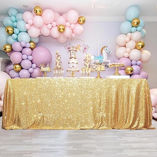 Miniatura 3 de Eternal Beauty Mantel dorado rectangular de lentejuelas de 50 x 80 pulgadas para San Valentín, tartas, postres, exposiciones, fiestas, eventos de