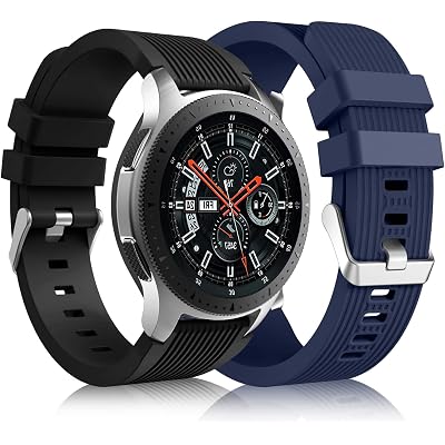 Lerobo [2 Pack Compatible with Samsung Galaxy Watch 3 Band 45mm/Galaxy Watch 46mm Bands/22mm Smart Watch Band Silicone Gear S3 Frontier Casual Sport Straps Accessories for Women Men Black NavyBlue