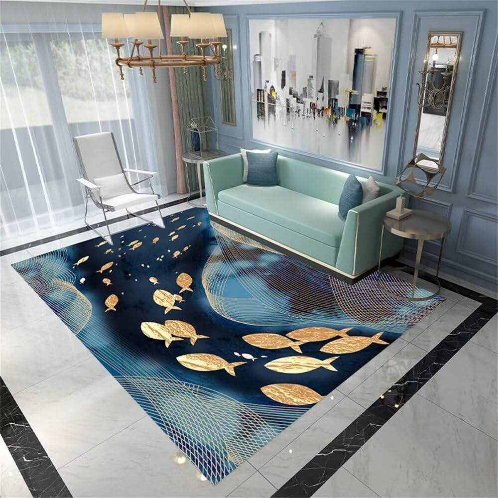 Tapis entrée extérieur et intérieur bleu poisson pour sol glissant