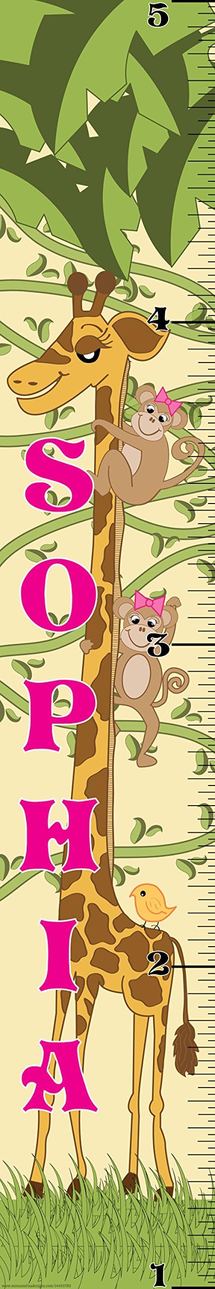 Customized Giraffe Girl Sophia Growth Chart Decorative Wall Sticker