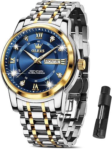 OLEVS Relojes clásicos para hombre con fecha, reloj de hombre de acero inoxidable con fecha, relojes de negocios para hombres, relojes de cuarzo