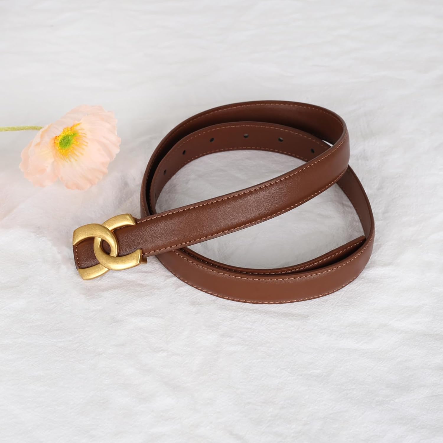 Women's Leather Belts for Jeans,Dresses,Pants,Coats-Fashion Waist Belt with Classic Gold Buckle,Gift for Women.
