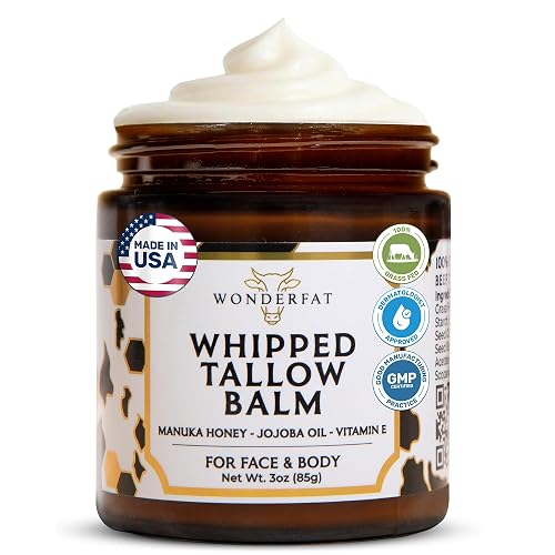 Grass-Fed Whipped Tallow Balm, Face and Body Moisturizer with Manuka