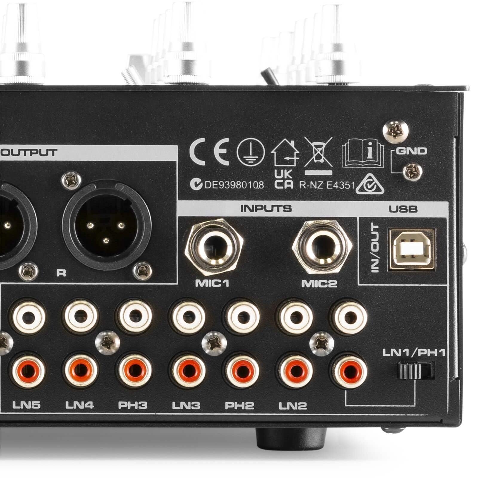 Vonyx STM-7010 - Mezclador de DJ 4 canales con entrada USB, mesa de mezclas, mezclador de DJ, entradas MIC, DMX, crossfader, medidor VU, mezclador de audio, mezclador de 4 canales