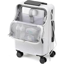 JCAKES Suitcase Suitcases with Wheels Carry On Luggage with Front Pockets Suitcase with USB Port Large Capacity Storage Luggage Durable Size 24 inches