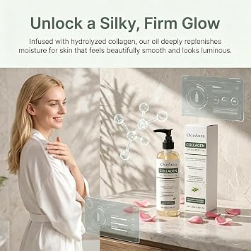 Collagen Lifting Body Oil, Collagen Oil for Skin Tightening, Designed to Smooth the Look of Scars, Wrinkles and Stretch Marks, Gentle Enough for Sensitive Skin