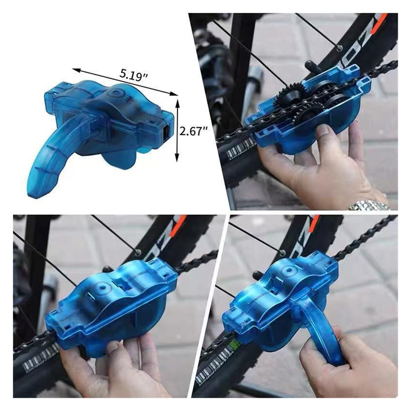 Portable for Bicycle & Motorcycle Chain Cleaner, No Removal Chain Scrubber Brush Tool Kit, Professional Maintenance for Road Bike MTB for Dirt Bike, Easy to Use(10PCS)