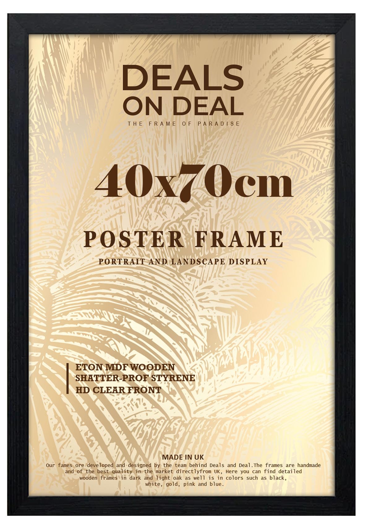DEALS ON DEAL Modern Flat Profile Black 40x70 cm Handcrafted Shatter-Proof Perspex Eton Wooden for Gallery Jigsaw Puzzle Poster Frames Vertical & Horizontal