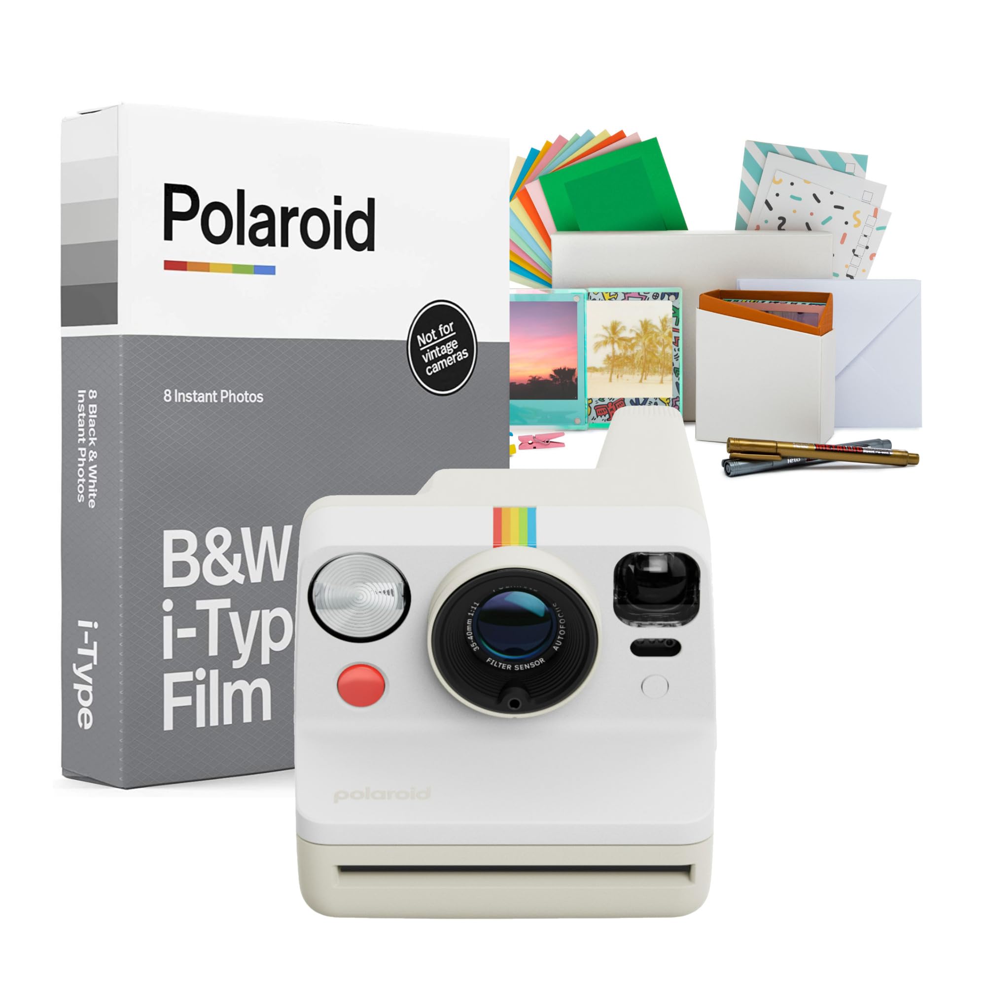 Polaroid Now Generation 3 Analog Instant Camera with Two-Lens Autofocus System (Pebble White) Bundle with Film Kit and Polaroid B and W Film for i-Type Cameras (3 Items)-image-21