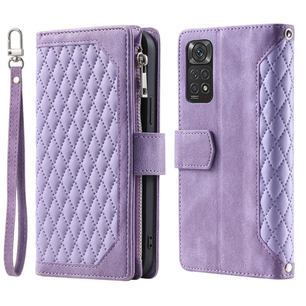 Étui de téléphone Redmi Note 10 portefeuille cuir violet à rabat - 8