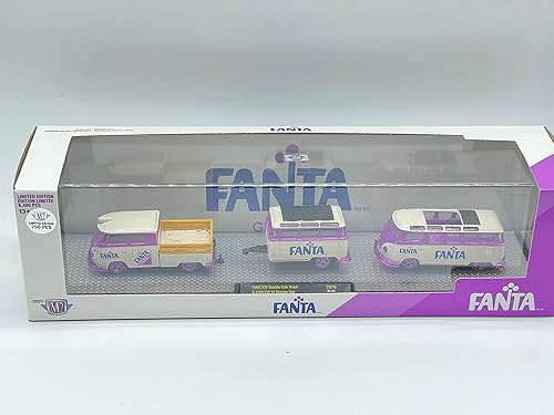 M2 Machines Chase Car 1 de 750 Worldwide 1960 VW camión de doble cabina y 15 autobús de ventana escala 164 TW16 21-26 púrpura crema por M2