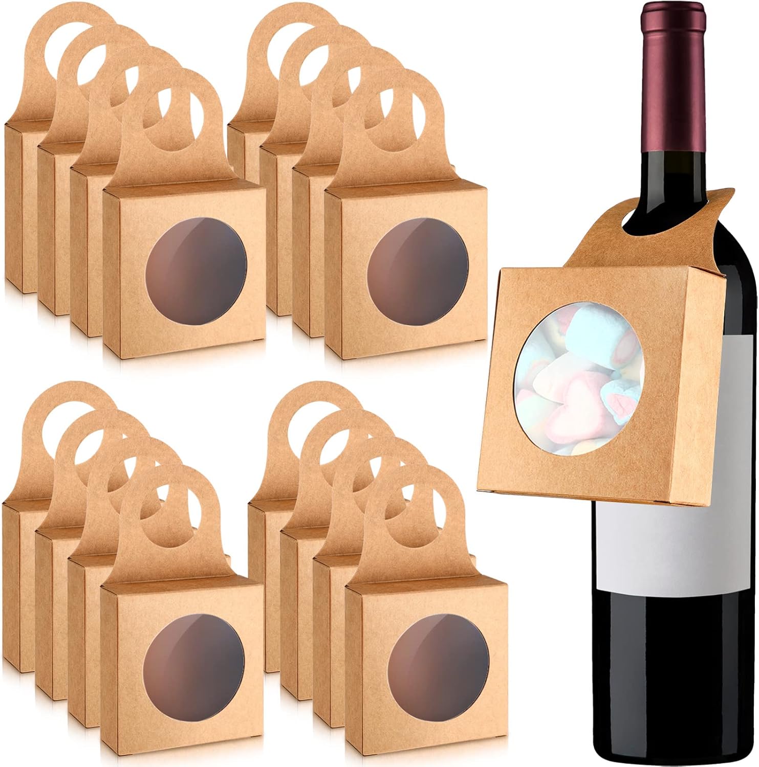 25 Count Paper Wine Bottle Box Hanging Foldable Gift Boxes
