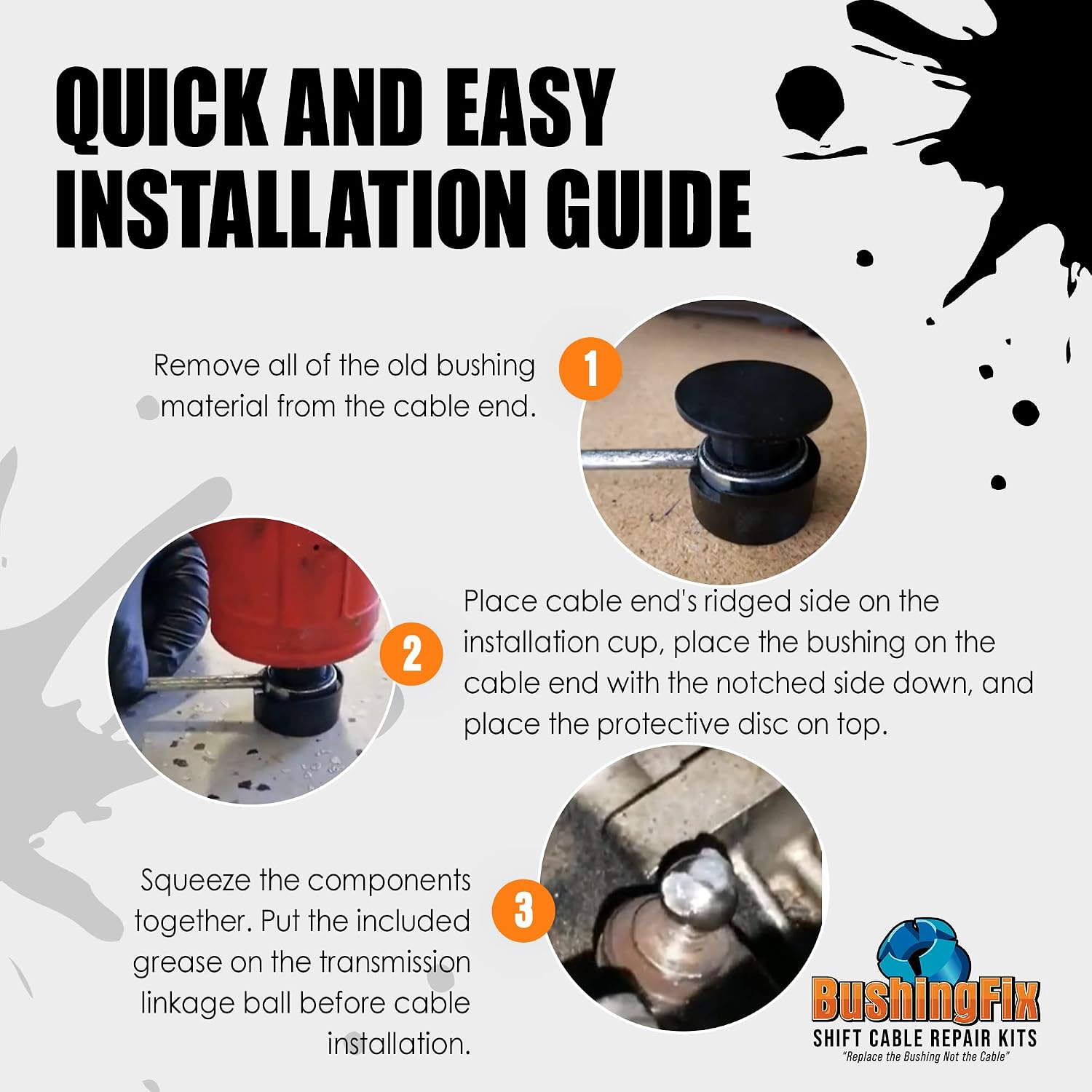 BushingFix DA1KIT Manual Transmission Shift Tensioner Rod Bushing Repair Kit, Shifter Cable Bushing Fits Select Fiat, Jeep, and Dodge Models, Manual Transmission Shift Cable Replacement Bushing