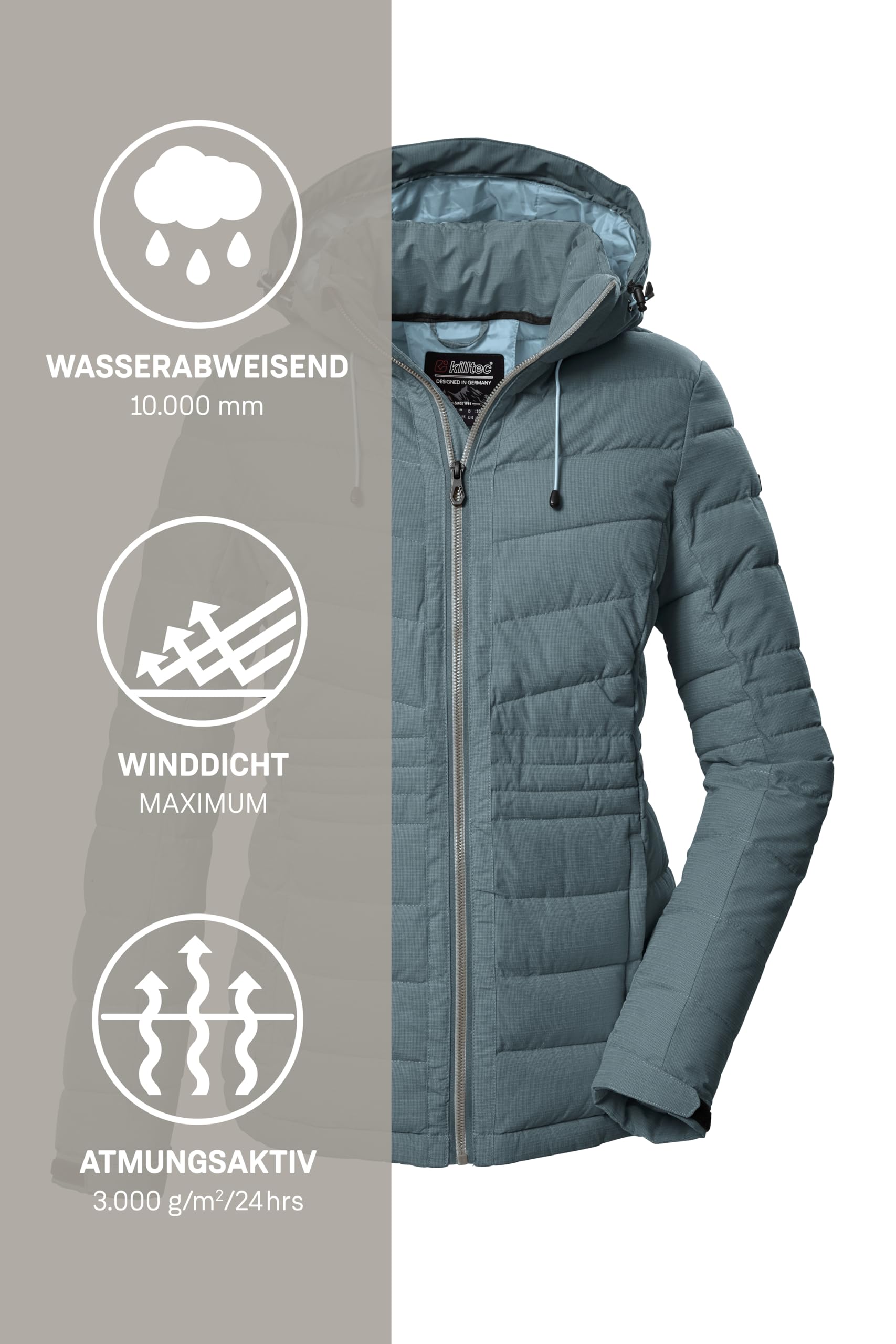 Killtec Damen Kow 10 Wmn Qltd Jckt Steppjacke/Jacke in Daunenoptik mit Kapuze