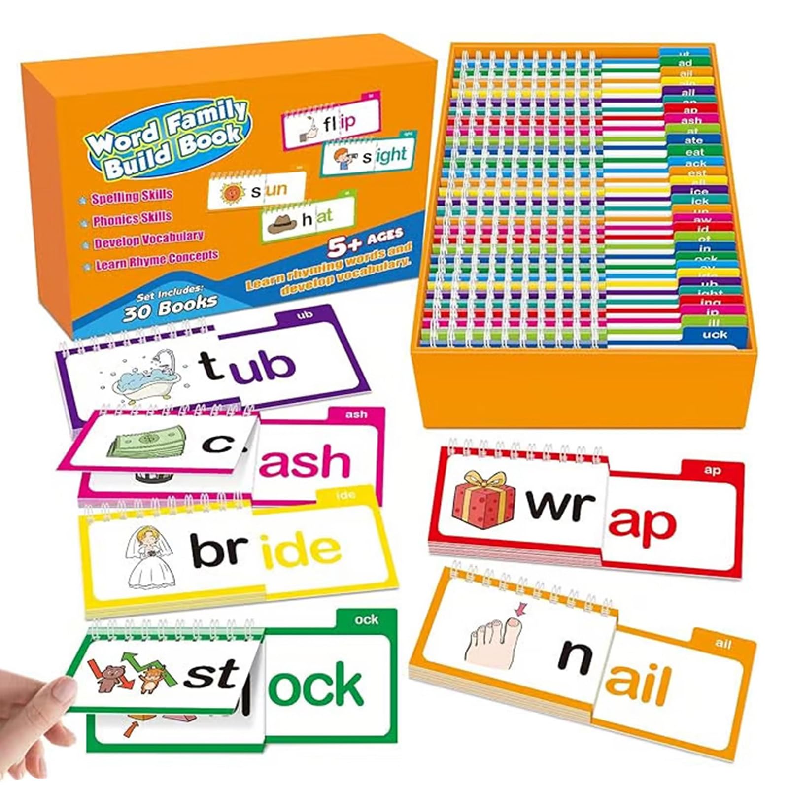 30 Interactive Read Flip Books - Kindergarten Learning Activities, Homeschool Teaching Word, Rhyming Words & Early Literacy Skills Tools, Speech Therapy Materials