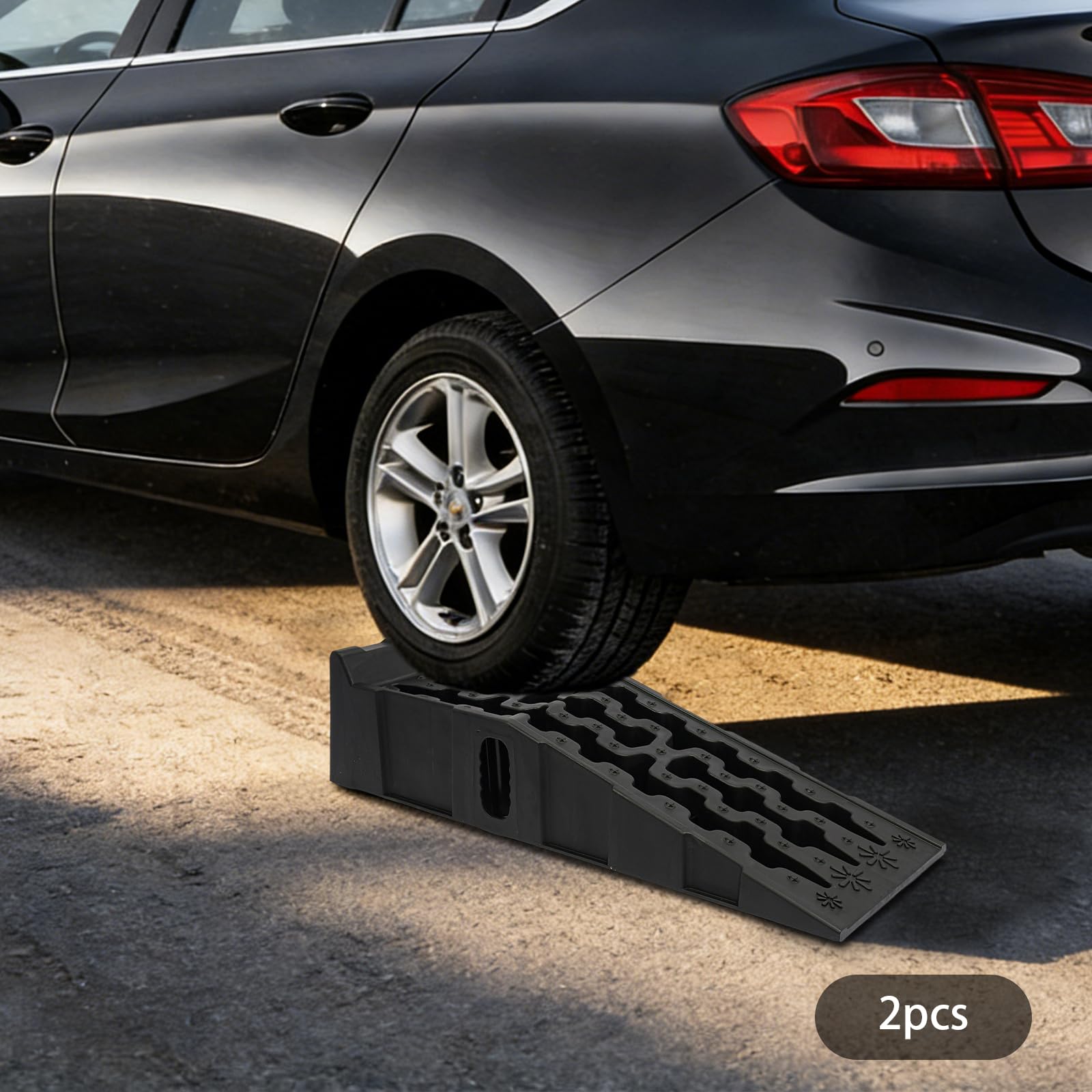 Auffahrrampen 2er Set bis 5 t, PP Kunststoff Auto Rampen für PKW | 2er Set, 5 t Traglast, PP Kunststoff, rutschfest, 90,5x30x21,5 cm, für Pkw, Wartung & Ölwechsel