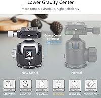 Vista 4 de Trípode de fibra de carbono AS90C con cabezal de bola de perfil bajo LB52 y bolsa de piedra ARTCISE Soporte de cámara profesional resistente