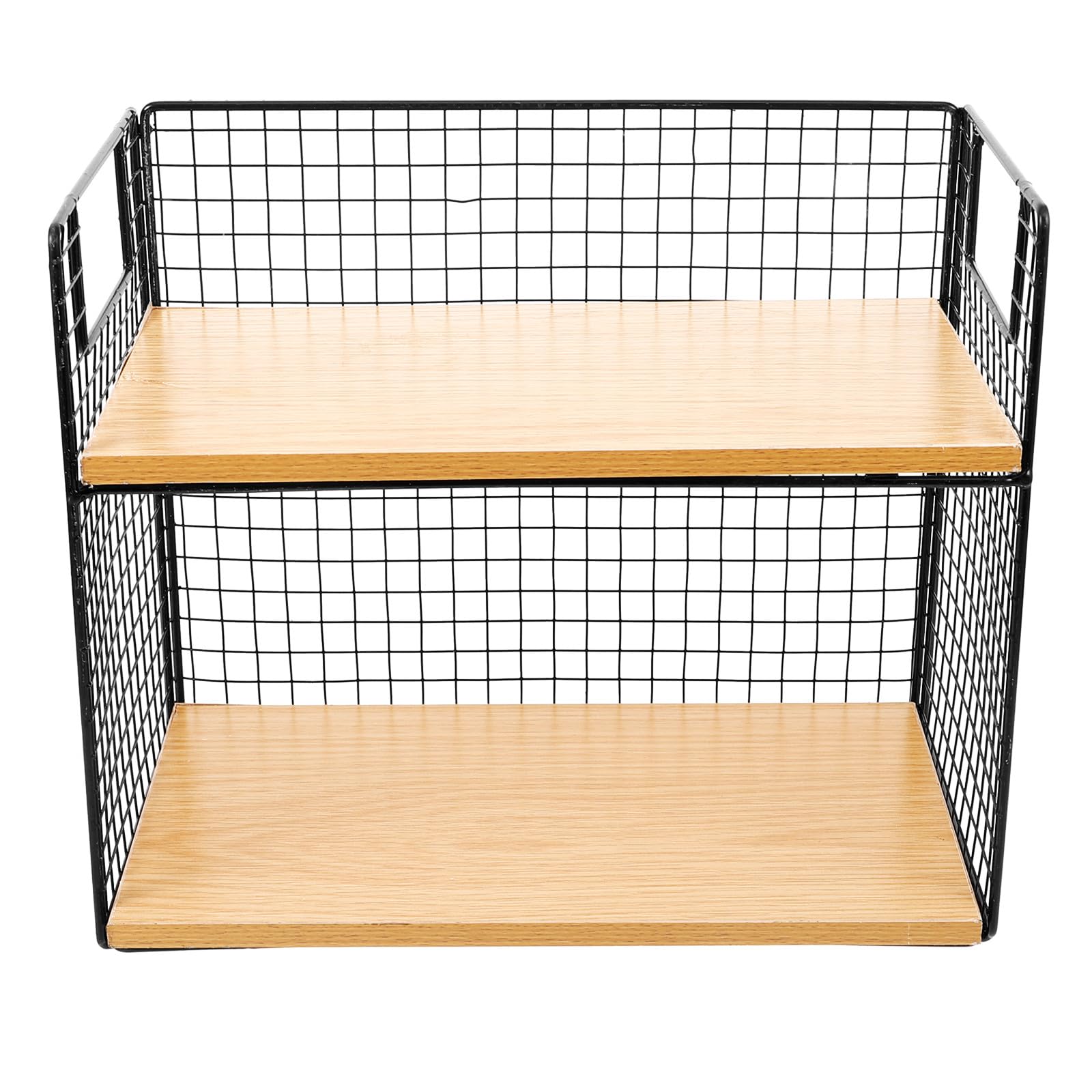 INOOMP Aufbewahrungsregal Tischregal und aus Metall und Holz Zweistufiges Schwarzes für Arbeitsplatte Küche Schreibtisch Esstisch
