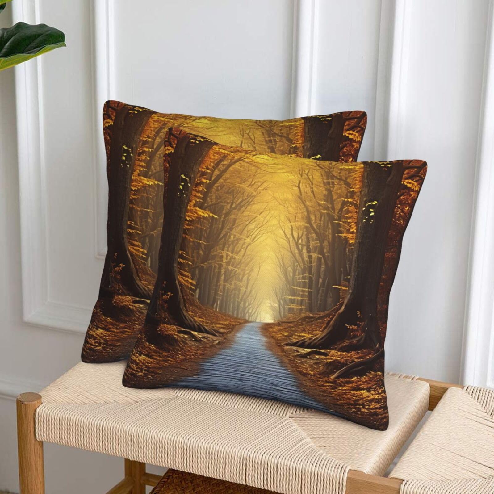 NONHAI Decorative Throw Pillow Covers Set of 2, 18"x18" Square Cushion Case Soft Comfy Pathway Throw Pillows for Couch Cushion Livingroom Farmhouse Home Decor Pillowcases