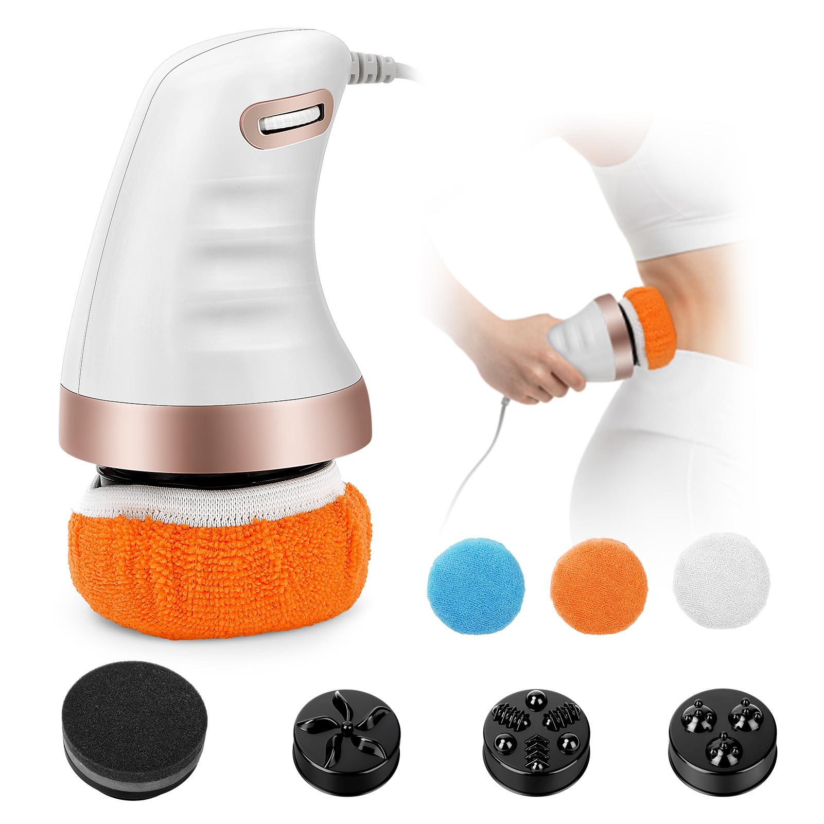 Body Sculpting Massager Machine, Handheld Electric Cellulite & Lymphatic Drainage Massager Tool with 3 Massage Heads,3 Washable Pads Cellulite Massager Tool for Belly, Waist, Arms, Legs& Buttocks