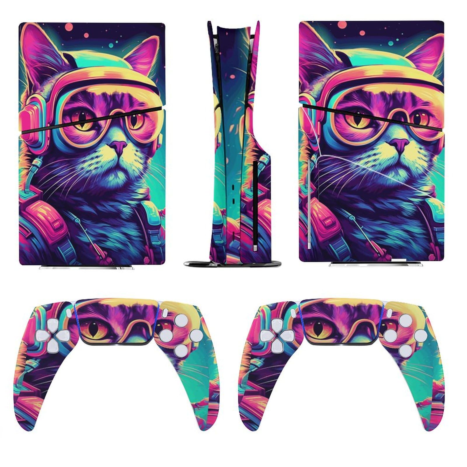 Sticker Skin for Model 5 Slim Disc Cat Glasses Space Art Skin Accessories Cover Skins Anime Vinyl Cover