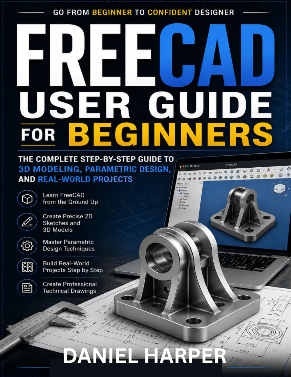 FREECAD USER GUIDE FOR BEGINNERS: THE COMPLETE STEP-BY-STEP GUIDE TO 3D MODELING, PARAMETRIC DESIGN, AND REAL-WORLD PROJECTS