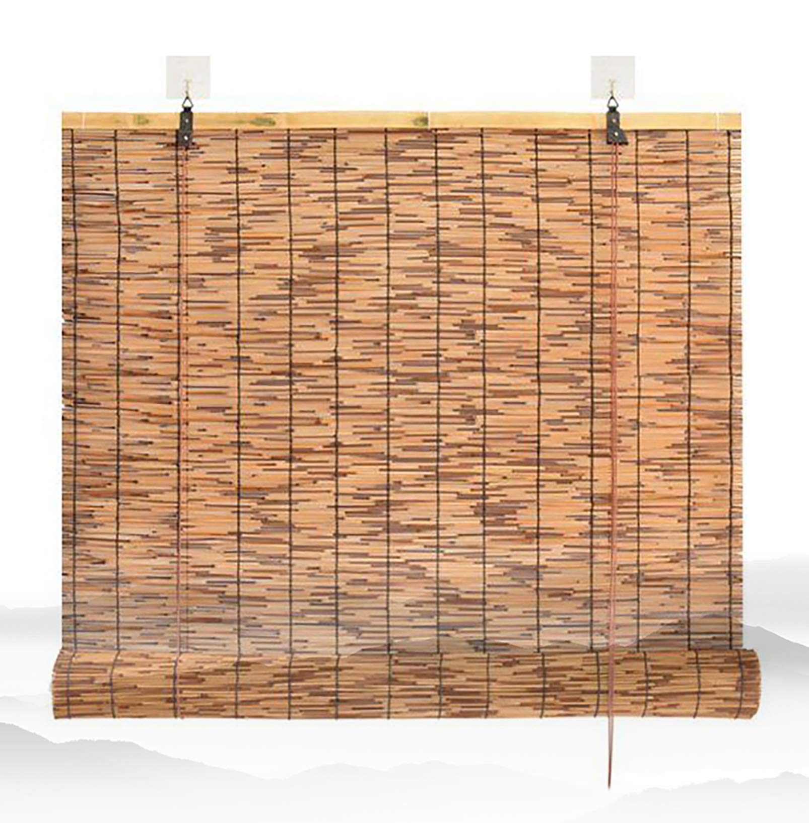 Store en roseau naturel romain paille rideau fenetre occultant