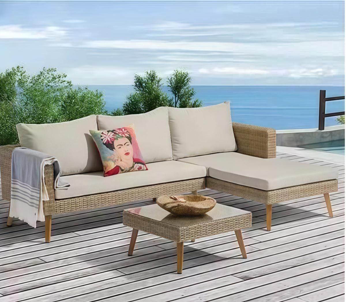 Amazon.co.jp: hanshanyan ラタン ガーデンソファセット パラオ