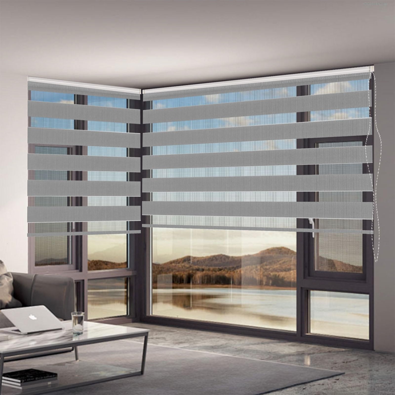Portable Blackout Blinds 110 x 260 cm Thermal Insulated UV Protection Thermal Roller Blind Easy to Install Fittings Included for Home Office Bedroom, Jasny szary