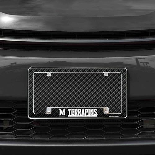Miniatura 127 de Rico Industries NCAA Carbon Fiber 12" x 6" Chrome All Over Automotive License Plate Frame for Car/Truck/SUV