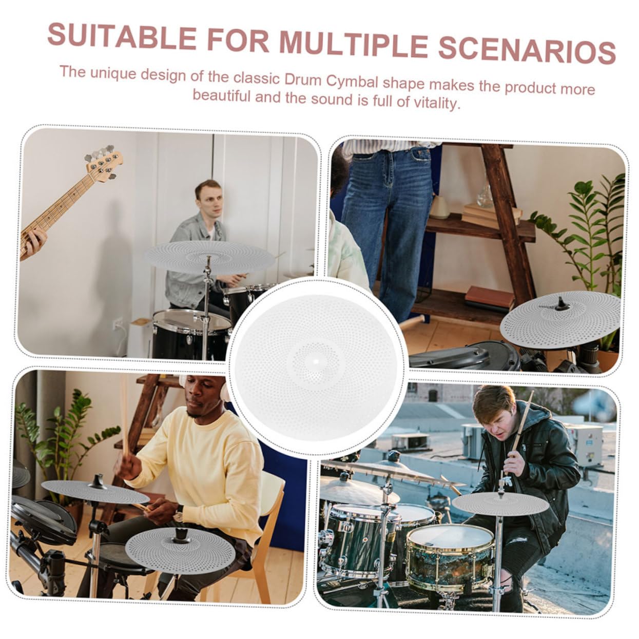 Set 2 Pezzi Piatti Muto per Batteria in Lega, Piatti per Tamburo 14/16 Pollici Riduzione Rumore, Accessori per Batteristi e Sostituzione Facile per Uso in Sala Prove e Studio