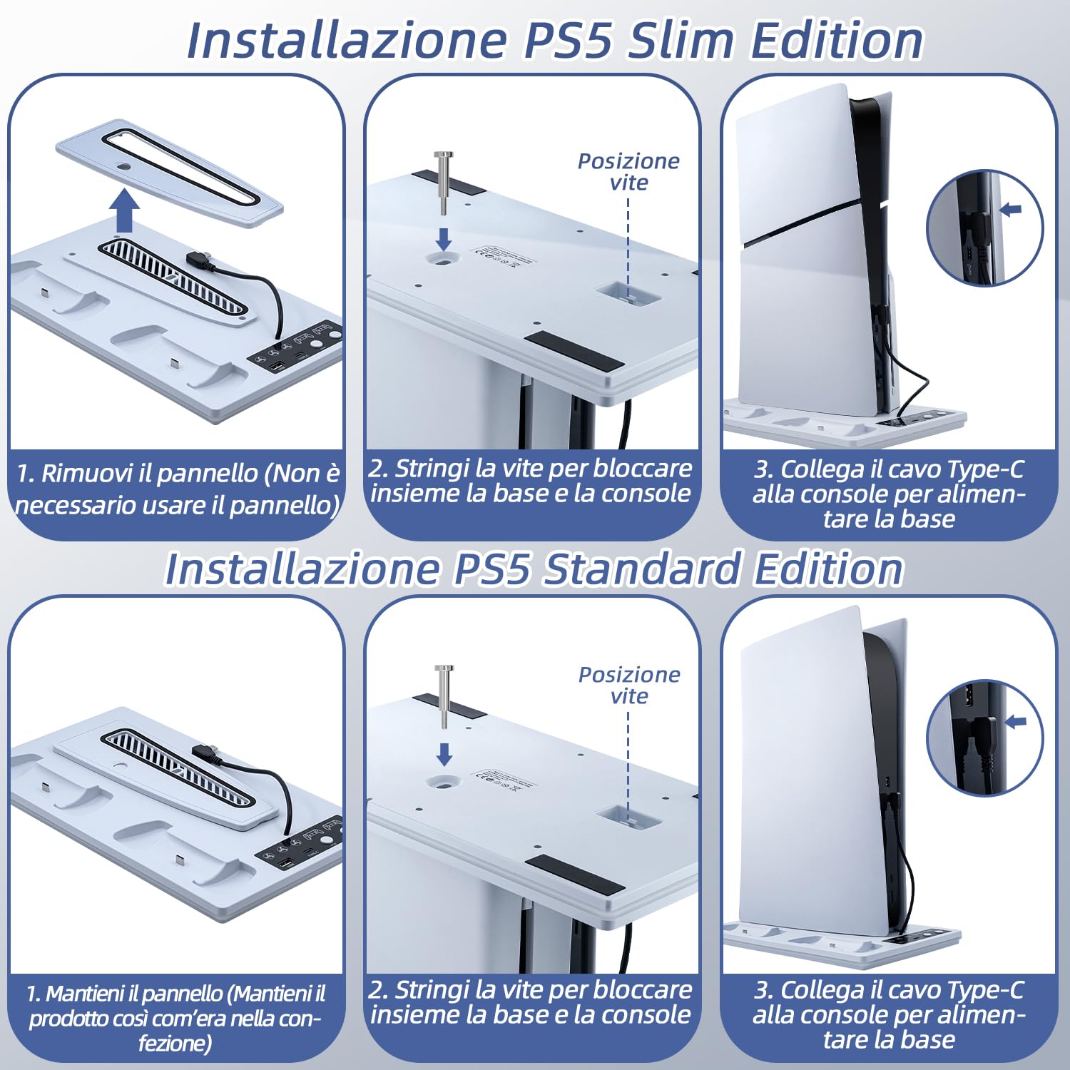 Wigearss Supporto Verticale Raffreddamento PS5/PS5 Slim/PS5 Pro con Doppio Caricatore Controller, Base di Ricarica Joystick PS5 con Ventola Raffreddamento, Illuminazione RGB per PS5/PS5 Slim/PS5 Pro
