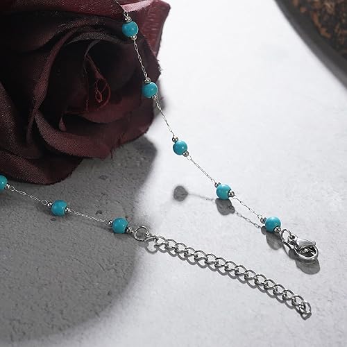 Miniatura 5 de Suyi Collar turquesa con cuentas de plata gargantilla Collares Boho Western Jewelry