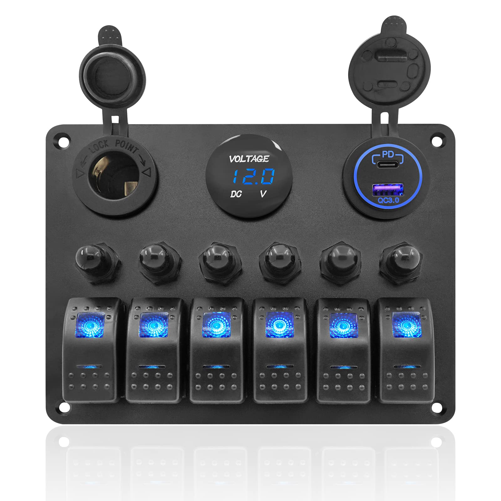 Buy THALASSA 6 Gang Marine Boat Rocker Switch Aluminum Panel Waterproof